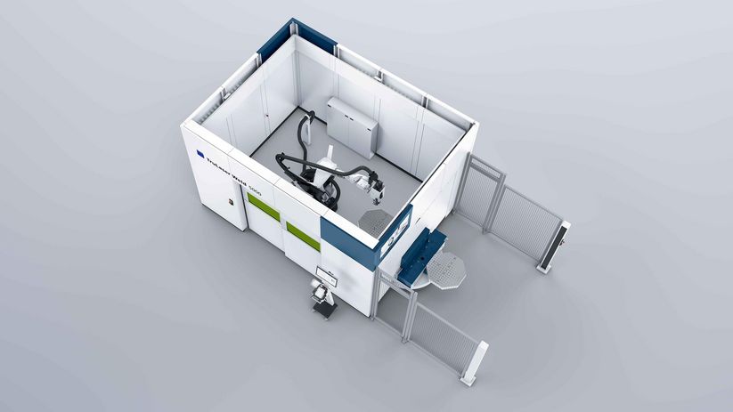 TruLaser Weld 5000 avec changeur rotatif compact avec axe de rotation vertical